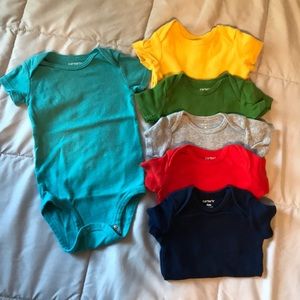 6 Carter’s solid color tee onesies